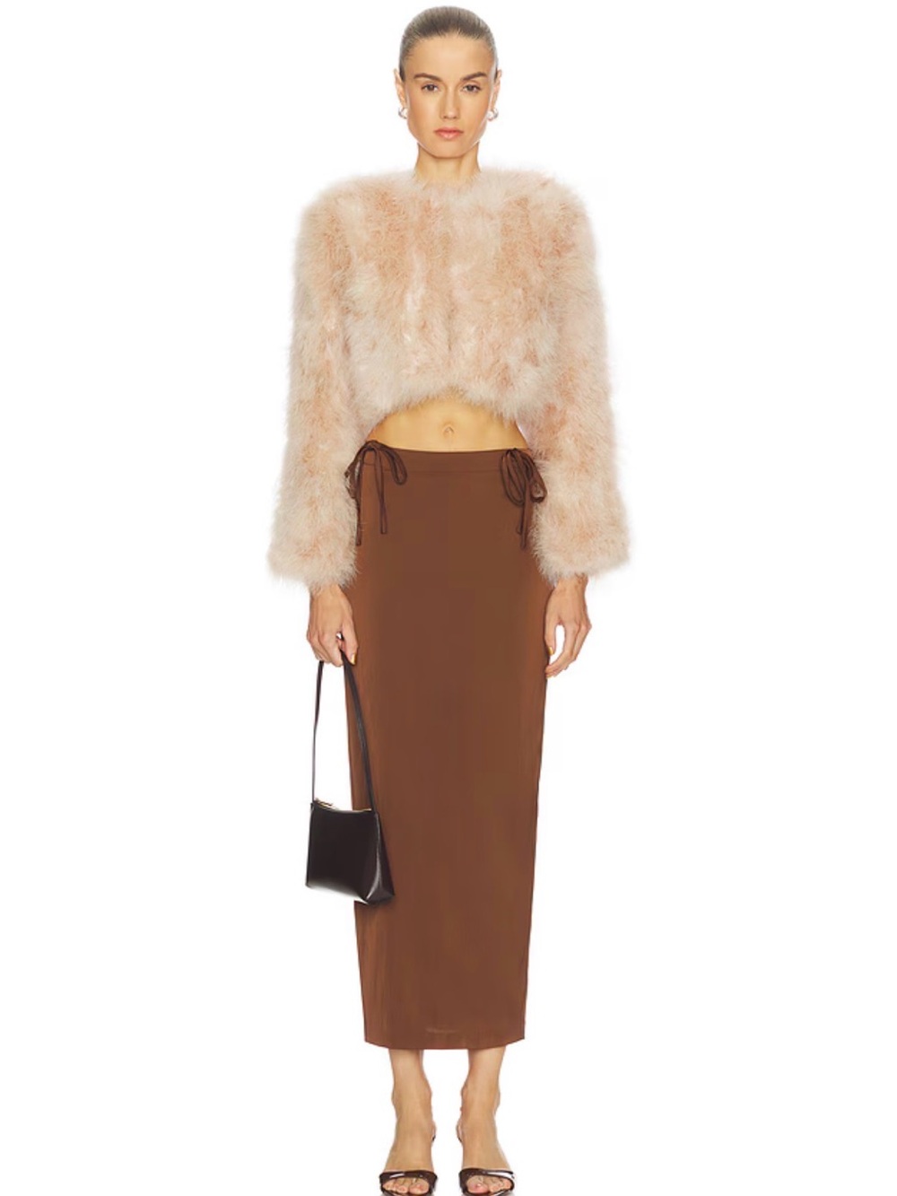 NWT Free People Rosetto Column Maxi Skirt Chocolate Brown Size 10